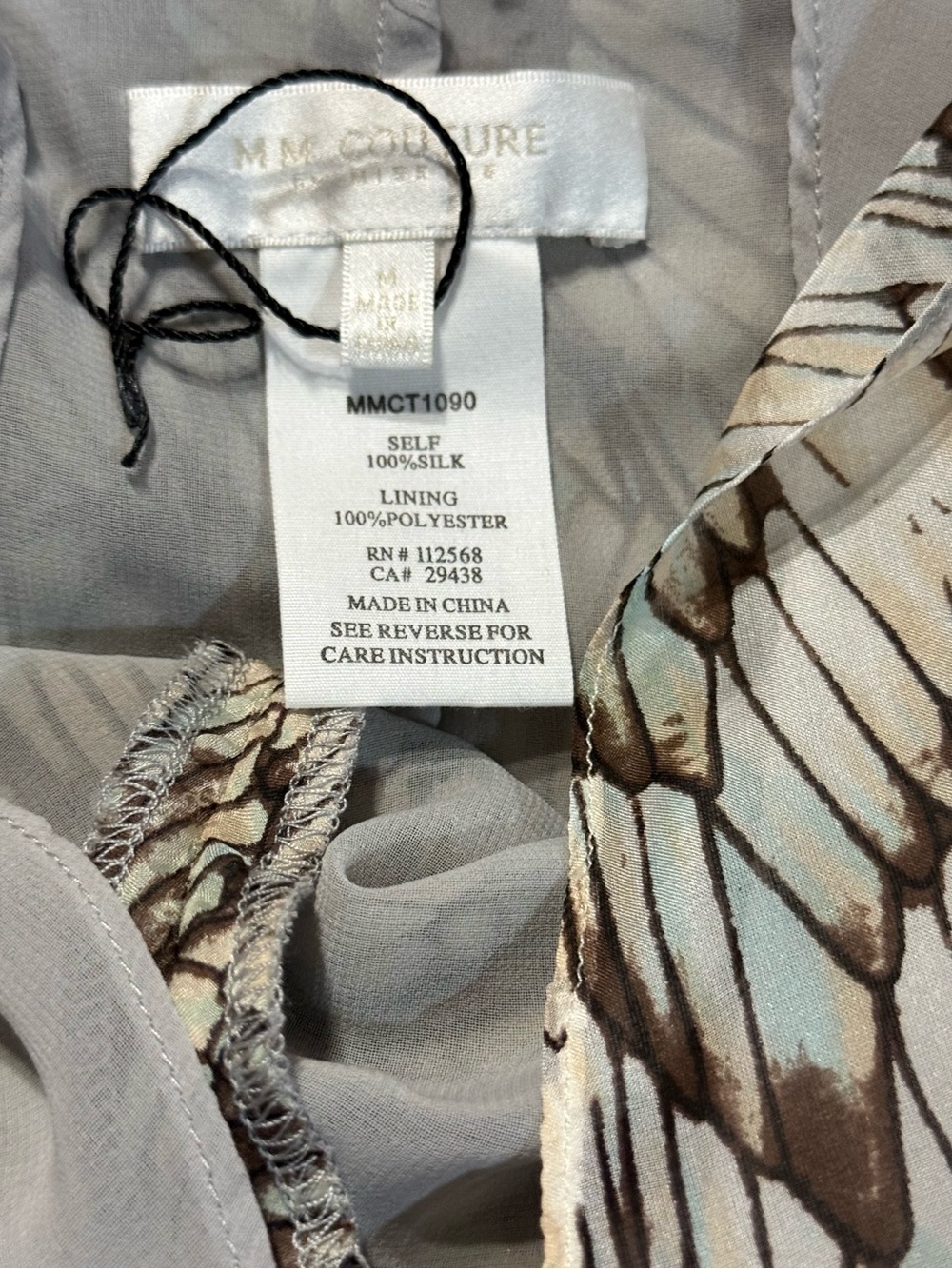MM Couture 100% Silk Abstract Print Layered Blouse | Resort Luxe Boho Top Medium - Picture 8 of 14